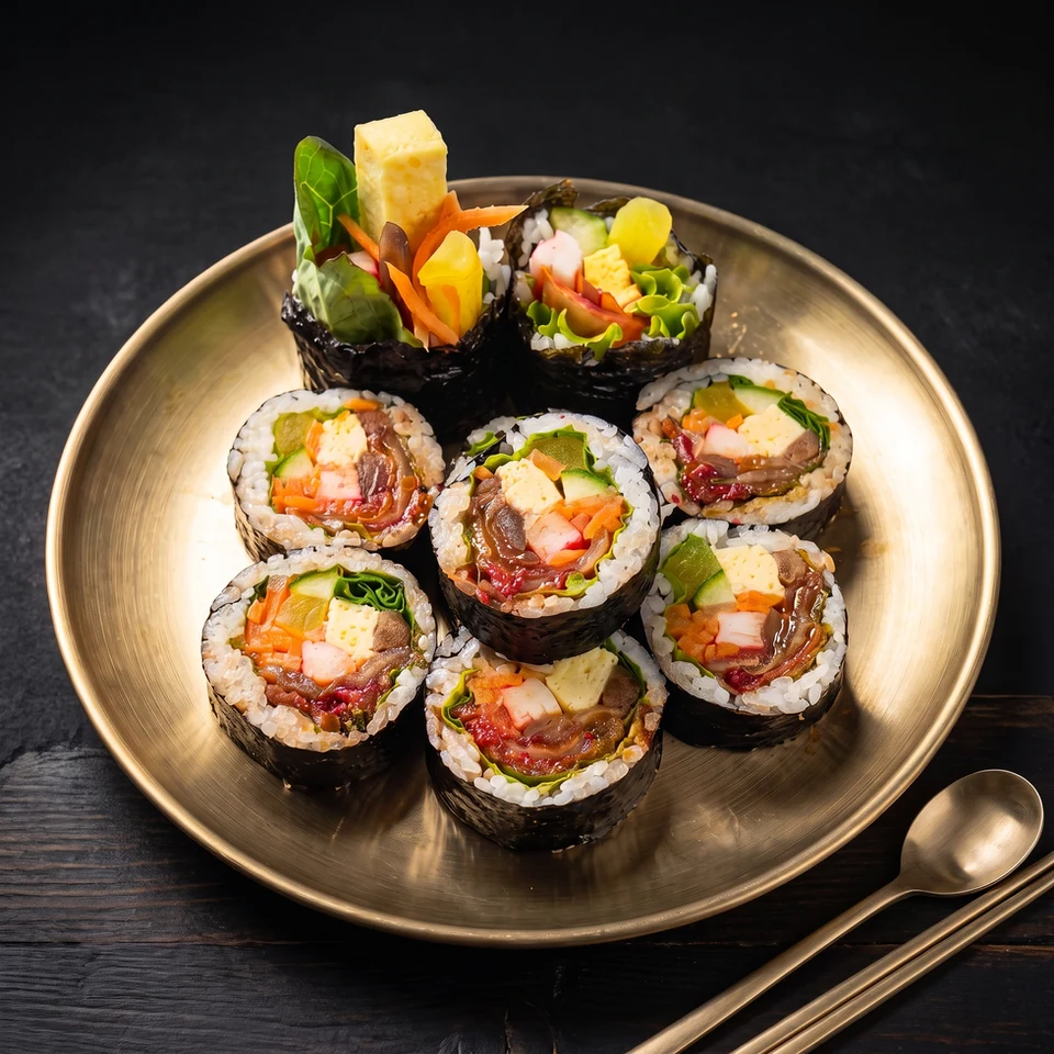 Kimbap on a golden plate